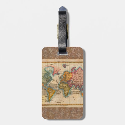 World Map 1700s Antique Continents  Gepäckanhänger (Rückseite vertikal)