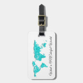 World Map Adresse Was für ein Onederful White Blue Gepäckanhänger (Vorderseite vertikal)