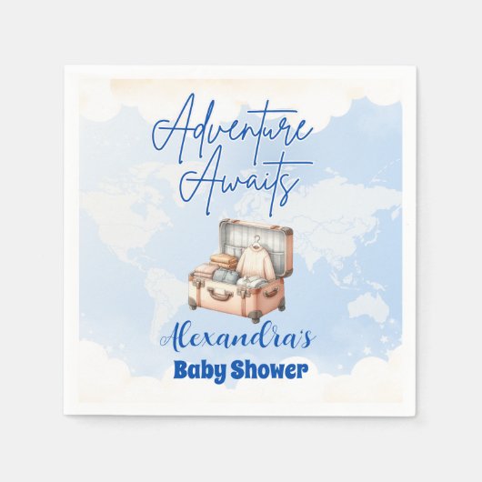 World Map Adventure AwaitsBaby Shower Serviette (Vorderseite)