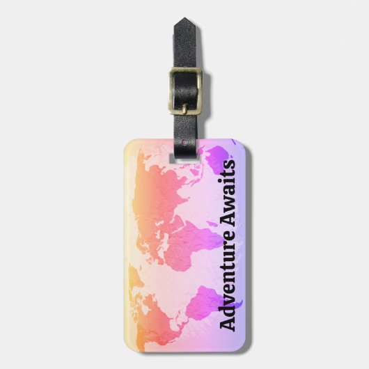 World Map Adventure wartet auf Skriptgeschenk Gefa Gepäckanhänger (Vorderseite vertikal)