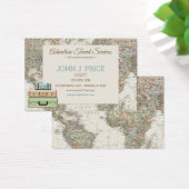 World Map Agent Modernes Brown Blue Beige (Schreibtisch)