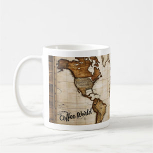 World Map Antique Coffee Tasse