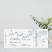 World Map Aquamarin Blue Boarding Pass Save the Da (Stehend Vorderseite)