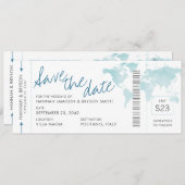 World Map Aquamarin Blue Boarding Pass Save the Da (Vorne/Hinten)