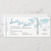 World Map Aquamarin Blue Boarding Pass Save the Da (Vorderseite)