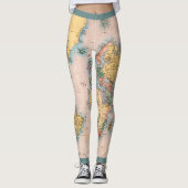 World Map Atlas Travel Lover's Leggings (Vorderseite)