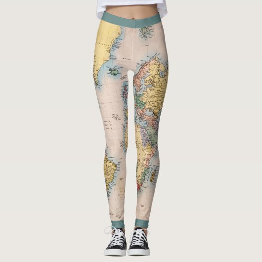 World Map Atlas Travel Lover's Leggings (Vorderseite)