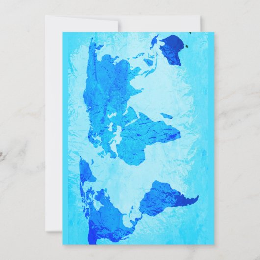 World Map Blue Abstrakte farbenfrohe Hochzeit Einladung (Rückseite)