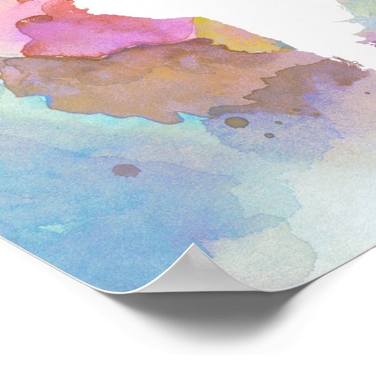 World Map Blue Pink Design 48 Poster (Ecke)