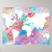 World Map Blue Pink Design 48 Poster (Vorne)