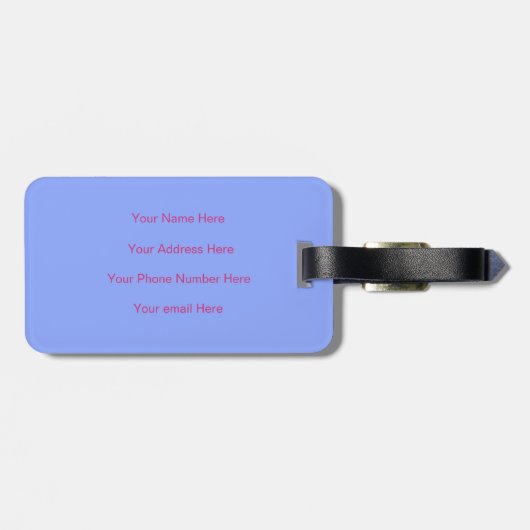 World Map Blue Pink Monogram Traveller Name Gift Gepäckanhänger (Rückseite horizontal)