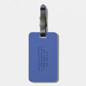 World Map Blue Reise Custom Monogram Name Gepäckanhänger (Rückseite vertikal)