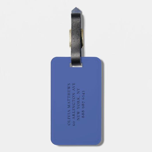 World Map Blue Reise Custom Monogram Name Gepäckanhänger (Rückseite vertikal)