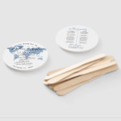 World Map Blue Travel Theme Wedding Program Fan Fächer (Non-assembled)