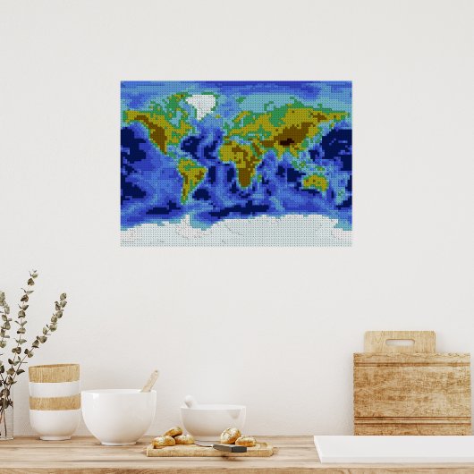 World Map Bricks Poster (Küche)