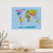 World Map Bright Poster (Küche)