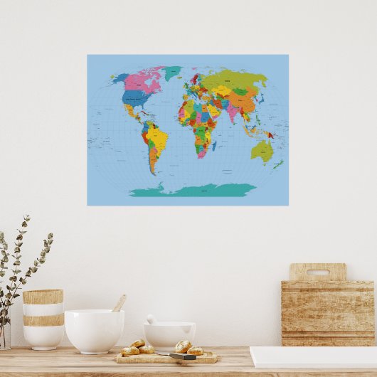 World Map Bright Poster (Küche)