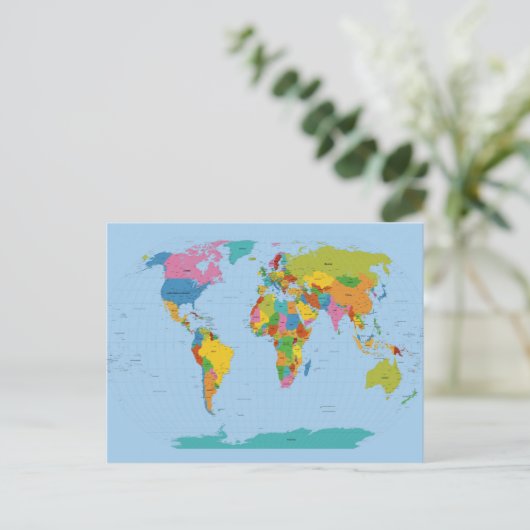 World Map Bright Postkarte (Stehend Vorderseite)