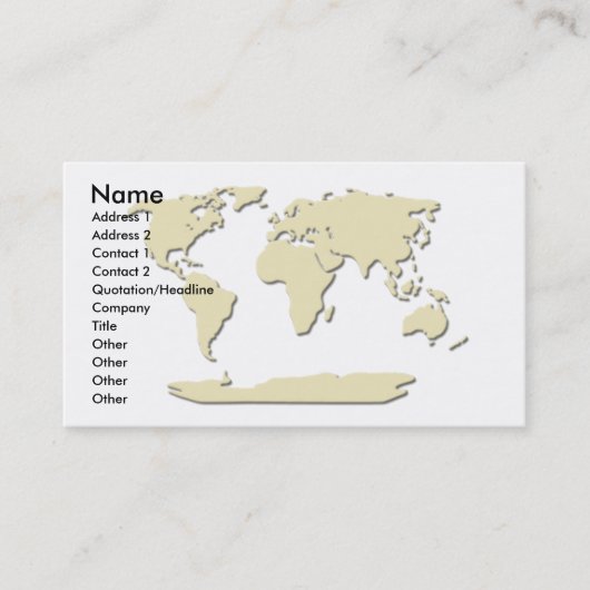 World Map Business Card Eggshell Visitenkarte (Vorderseite)