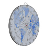 World Map Crumpled Pale Blue Dartscheibe (Vorderseite Links)
