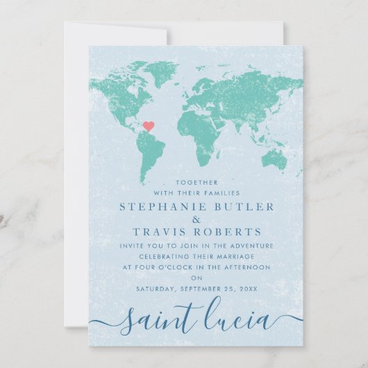 World Map Destination | U PICK FARBEN Wedding Einladung (Vorderseite)