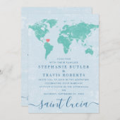 World Map Destination | U PICK FARBEN Wedding Einladung (Vorne/Hinten)