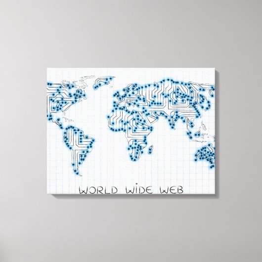 World Map | Elektronische Mikrochip-Schaltungen Leinwanddruck (Vorderseite)