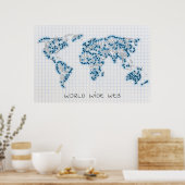 World Map | Elektronische Mikrochip-Schaltungen Poster (Küche)