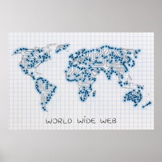 World Map | Elektronische Mikrochip-Schaltungen Poster (Vorne)