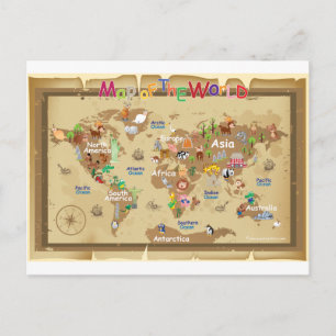 World Map For Kids - Earthy tones Postkarte
