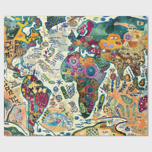 World Map  Geschenkpapier (Flach)