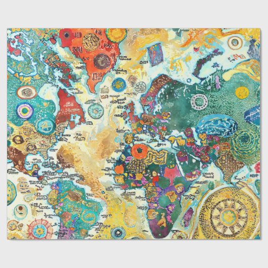 World Map  Geschenkpapier (Flach)