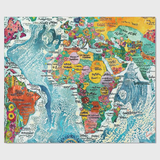 World Map  Geschenkpapier (Flach)