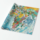 World Map  Geschenkpapier (Ungerollt)
