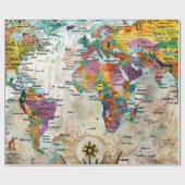 World Map  Geschenkpapier (Flach)