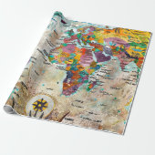 World Map  Geschenkpapier (Ungerollt)