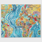 World Map  Geschenkpapier (Flach)