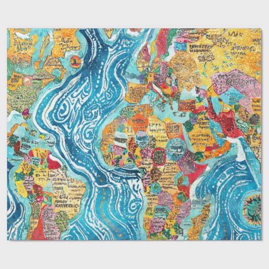 World Map  Geschenkpapier (Flach)