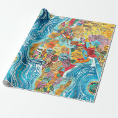 World Map  Geschenkpapier (Ungerollt)