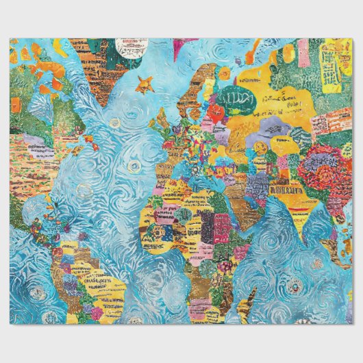 World Map  Geschenkpapier (Flach)