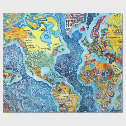 World Map  Geschenkpapier (Flach)