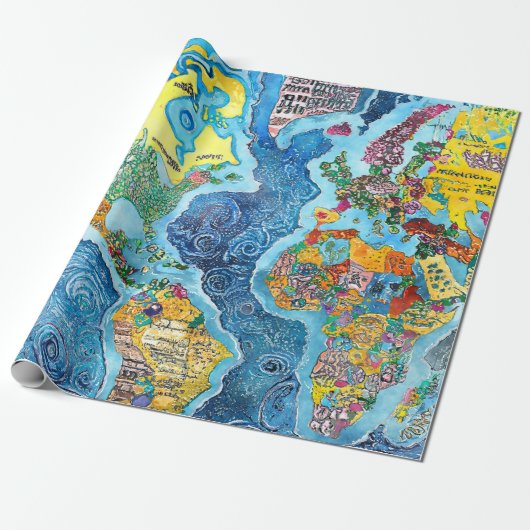 World Map Geschenkpapier (Ungerollt)