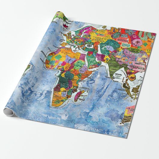 World Map  Geschenkpapier (Ungerollt)