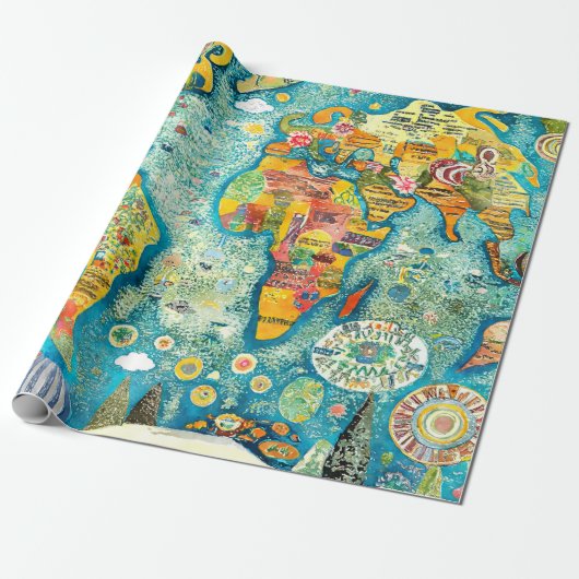 World Map Geschenkpapier (Ungerollt)