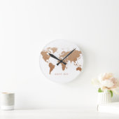 World Map Globe Copper Runde Wanduhr (Zuhause)