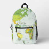 World Map Globe Country Atlas Bedruckter Rucksack (Vorderseite)