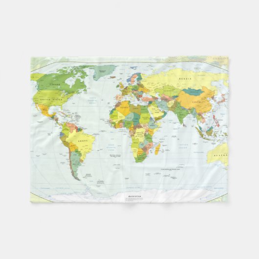 World Map Globe Country Atlas Fleecedecke (Vorderseite (Horizontal))