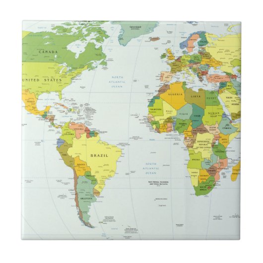 World Map Globe Country Atlas Fliese (Vorderseite)