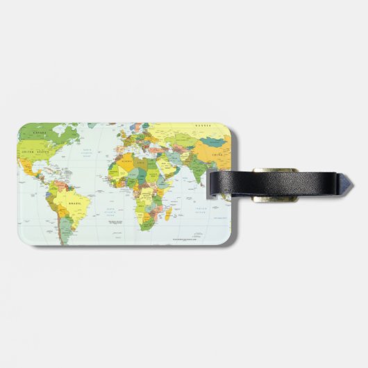 World Map Globe Country Atlas Gepäckanhänger (Rückseite horizontal)