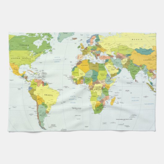 World Map Globe Country Atlas Geschirrtuch (Horizontal)